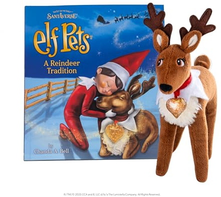 Elf on the Shelf Elf Pets A Reindeer Tradition Storybook and Plush Toy Set, Beautifully Illustrated Kids Toys with Golden Heart Charm | Ideal for Boys Toys, Girls Toys Age 3 and older