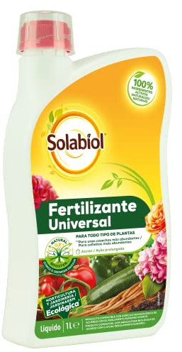 Solabiol Fertilizante Universal Líquido 1 Litro, Fertilizante orgánico para plantas verdes y huertos, Gris