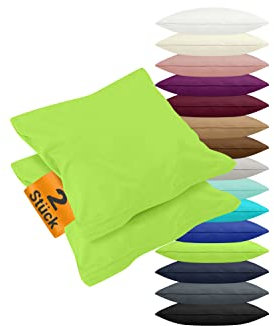 npluseins 2er Pack Kissenbezüge aus Jersey-Baumwolle in unifarbenem Design 1179.1539, ca. 40 x 40 cm, Apfel