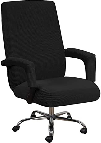 KAYBTNT Coprisedia Ufficio Universale Lavabile Rimovibile, Fodera Sedia Ufficio per Studio Ufficio, Copri Sedia da Ufficio Retrattile,Nero,Size XL