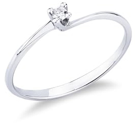 Anello solitario modello Valentine in oro bianco 18k con diamante di 0.04 ct.