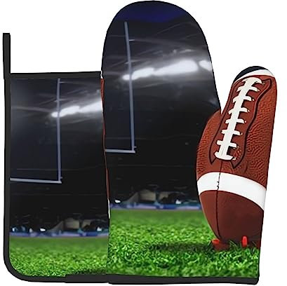 Guanti da forno e presine da calcio americano Set di guanti da forno resistenti al calore e presina guanti da forno da cucina per cottura barbecue grigliare guanti da forno