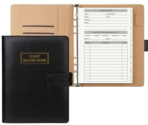 suituts Hair Stylist Profile Book-Binder with Client Record Cards and Tabs for Salons and Small Business (100 Sheets, 5.6 X 8.2)