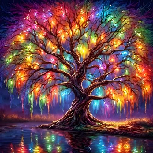 EOBROMD Diamond Painting Bunter Baum des Lebens, 5D Diamant Painting Bilder Erwachsene Fantasie, DIY Diamond Painting Set Diamond Painting Kinder für Wanddekoration 30x30cm