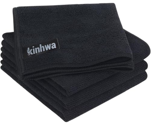 KinHwa Barista Tuch-4 Stück schwarz - Barista Handtücher extrem saugstark 30x30cm-Kaffeemaschine Reinigungstuch pültücher -Mikrofasertücher