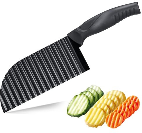 Auauraintt Coltello in acciaio inox ondulato, taglierina ondulata per patate, patatine, verdure, insalate e frutta - professionale