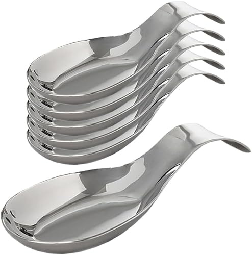 Kitchen kemistry Poggiamestolo in acciaio inox per il piano di lavoro della cucina, portautensili da cucina, pinze e spatole per un lavoro pulito durante la cottura - 20 x 7,5 cm, confezione da 6