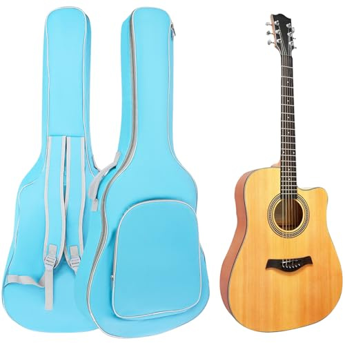 REMAGIC Acoustic Guitar Bag 40 41 Inch, Double Shoulder Adjustable Straps Guitar Case, Waterproof Soft Padded Guitar Gig Bag, Large Capacity Backpack for Acoustic Classical Guitar Lover (Light Blue)