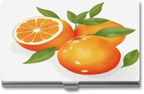 LYDSKGEQ Visitenkartenetui, Visitenkartenhalter für Damen und Herren, geeignet für jeden geschäftlichen Anlass, orangefarbener Zitrusdruck, Visitenkartenbox, Orange Citrus, Einheitsgröße