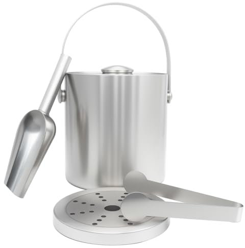 3L Eiskübel mit Schaufel und Deckel, doppelwandiger isolierter Eiskübel für Partys, Cocktailbar, Weinkühler, Getränkekübel mit Tragegriffen, für den Innen- und Außeneinsatz