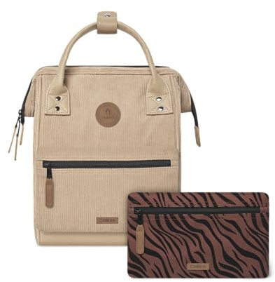 Cabaïa - Zaino Adventurer Luxor - Mini 10L - Idrorepellente - scomparto per PC fino a 10,5″ - 2 tasche intercambiabili - Vegan certificato - Zaino da viaggio, lavoro e scuola - Marrone