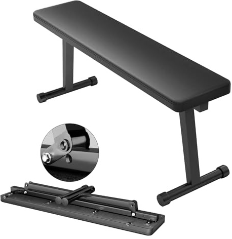 mufsceku Banc de Poids Plat pour Gymnase à Domicile, Banc d'entraînement Pliant, Assemblage Facile pour Le développé couché de Forte en Force, 660 Livres de capacité Noir