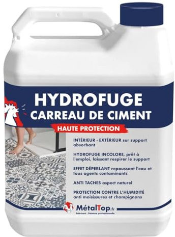 Metaltop Hydrofuge Carreau De Ciment - 1 L Protège durablement les carreaux de ciment poreux en intérieur et extérieur