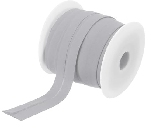 sourcing map 1 Inch Single Fold Bias Tape Polyester Continuous Bulk Bias Tape for Sewing, Seaming Quilting Hemming Binding Crafts (Gray 25 Yards)