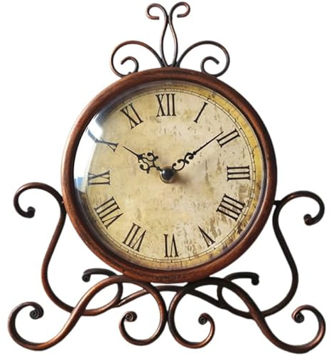 iplusmile Stumme Tischuhr Vintage-kaminuhr: Retro Silent Roman Tischuhr für Wohnzimmer Schlafzimmer - Saloon Kaminsims Uhr Vintage Kaminuhr Keine Batterie Hochwertige Materialien Und Ablesbar