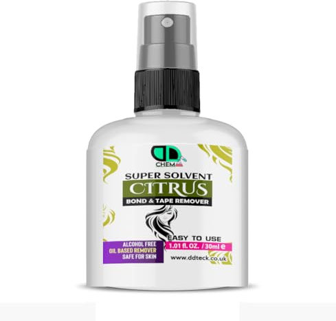 Citrus Super Solvent Bond & Tape Remover, Hair Extensions Remover Easy to Use Adhesive Tape Remover Wig Glue Dissolvent Gentle on skin best multipurpose remover Alcohol free (30ml Spray)