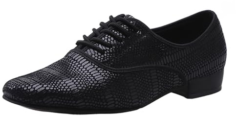 sekiueo Chaussures De Valse Homme Semelle en Cuir Chaussures De Danse Latine Et Salsa À Lacets Souples pour Les Fêtes,Noir,40 EU