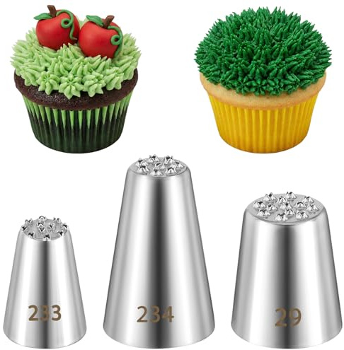SHENLIU Set di 3 punte per decorazioni per torte, beccucci in, in argento, per sac à poche in acciaio inox, riutilizzabili, senza cuciture, per pasticceria, fondente