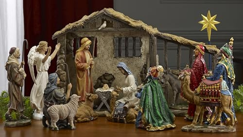 Three Kings Gifts Deluxe Edition, Nativity Scene Set & Figures, 16-Pieces, 7 inch Scale Collection