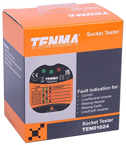 TENMA SC440 Mains Socket Tester - Check for Correct Wiring, Black, 1.0 cm*1.0 cm*1.0 cm