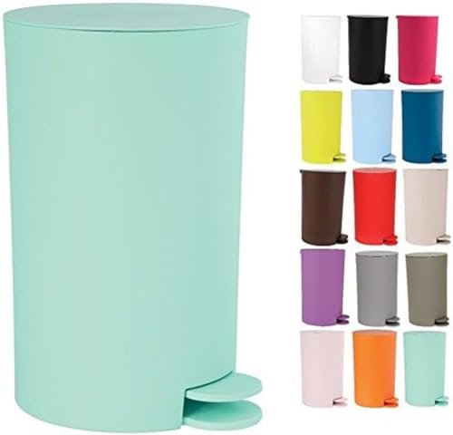 MSV - Cubo de Basura Cosmético Modelo Osaki - 3 Litros con Tapa y Pedal para Baño - Compacto para Espacios Pequeños - Recipiente Interior Extraíble - Verde Pastel
