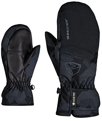 Ziener Kinder Levin GTX Mitten Junior Ski-fäustling/Wintersport | Wasserdicht, Atmungsaktiv, Black.Gray Ink camo, 7,5