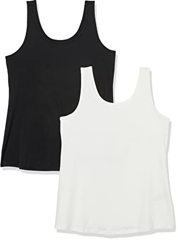 Amazon Essentials Women's Plus Size Tank Top, Pack of 2, Black/White, 4XL Plus
