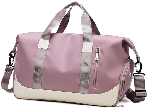 Tokeya Sac de Sport Femme avec Compartiment Chaussure Poche Humide, Violet | 40L Pliable Sac de Voyage, Impermeable Sacs Fourre Tout, Leger Sac Weekend à Bandoulière, Fitness Piscine Sport Plage Weekend