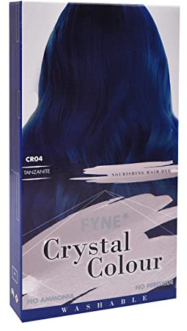 FYNE Crystal Colour - Semi Permanent Hair Colour (Blue (Dark) - Tanzanite) | Semi Permanent hair dye | Nice and Easy hair dye for Women | Built-in conditioner formula, healthier shiny hair