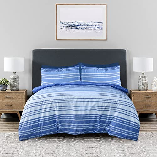 Sleepdown Set di biancheria da letto double-face, con copripiumino e federe, morbido, facile da pulire, reversibile, super king size (260 x 220 cm)