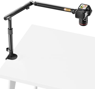 viozon Overhead - Trípode para cámara, soporte de mesa, trípode de sujeción flexible, brazo de resorte de aleación de aluminio con cabezal de bola de 360°, interfaz de 1/4 pulgadas para cámara réflex