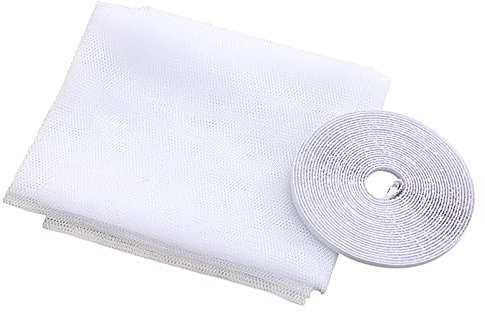 1.3M x 1.5M DIY Self-Adhesive Window Screen Fly Screen Nets Mesh Magic Curtain Snap Nets for Window - 1 Tape, Block Mosquitoes, Flies and Bugs Enter White