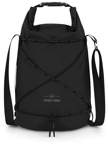Johnny Urban Sacca Impermeabile 7L Nero - Theo - Sacca Stagna per Mare & Spiaggia - Per Sport Acquatici, Canoa, Kayak, Campeggio - Borsa a Tracolla Subacquea - Waterproof Dry Bag - Accessori SUP