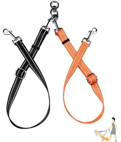 Doppelleine für 2 Hunde, Hundeleine für Zwei Hunde, Leine für 2 Hundes, Kein Verheddern 360° Drehbare Hundeleine für Kleine Mittelgroße und Große Hundes Welpen Lauftraining