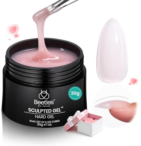 Beetles Builder Gel,1 oz Nude Pink Sculpted Gel,High Hardness for Nail Extension,Broken,Protection Durable for Salon, UV LED Lamp Cured,Nail DIY Art Manicure