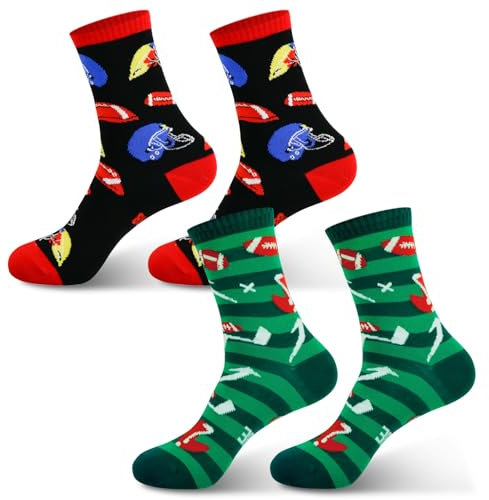 American Football Socks, Zwei Paar Fußballsocken Unisex - Größen (40-46), Funny Socks Geschenk for Men Football Fans, Game Day Superbowl Party Rugby Decoration