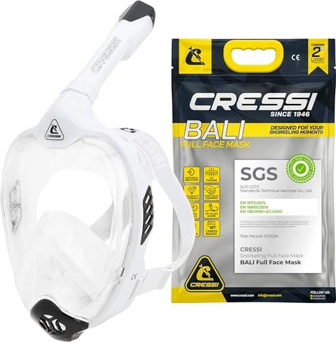 Cressi Bali Vollgesichts-Schnorchelmaske - Schnorchelset für Erwachsene - CO2 Sicher, Klare Sicht, Trockenventil Taucherbrille - 100% Silikon-Passform - Tauchermaske - S/M