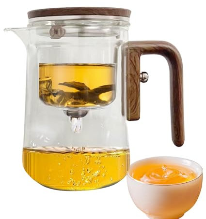 Théière en verre avec infuseur, théière enchantée, théière magique avec poignée en bois, théière de sorcellerie, théière en verre avec passoire, théière en verre de séparation de l'eau pour la maison