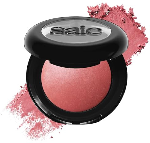 Saie SuperSuede Baked Blush - Talc-Free Powder Blush for Cheeks Infused with Hyaluronic Acid, Glycerin + Squalane - Hydrating Face Makeup for a Natural, Diffused Flush of Color - Mia (0.1 Ounce)