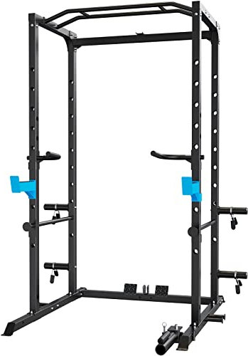 WINNOW Power Cage Multifunktionales Power Rack mit J-Haken, Tauchgriffen, Landminenbefestigung und optionalem Kabelzugsystem für die Heim Gym (Nur Power Cage)