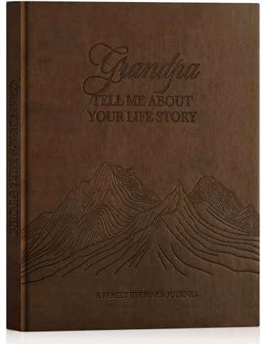 Lanpn Papy Raconte Moi Ton Histoire, Grand-père Livre d'histoire de La Vie avec 270+ Questions, Grandpa Life Story Journal Intime pépé, Fête des Pères Anniversaire Cadeau Souvenirs, Marron, Anglais
