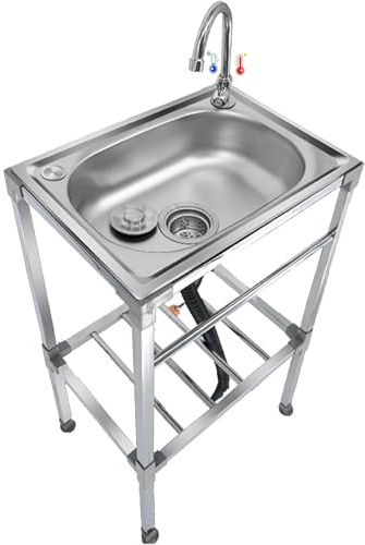 Lavello in Cucina Acciaio Inox Autoportante 1 Vasca Interno e Esterno