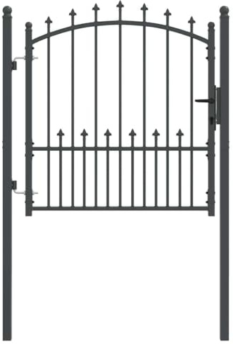 vidaXL Zauntor mit Spitzen EMMEN 100 x 100 cm, Garten und Terrasse, moderne, robuste Tore, rechteckige Barriere, stilvolle Stahlzaun, sichere Außenanlage