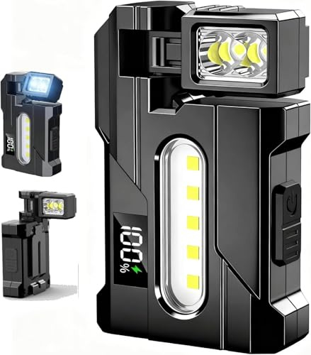 G5 EDC Flashlight 400 Lumens – COB High Brightness Mini LED Flashligh with 180° Rotatable Magnet, 3 Modes Dual Light, Portable Pocket Torch with Keychain for Outdoor, Work, Emergency