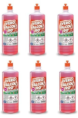 Alcool profumato 90º 6 pz SUPER RISPARMIO,ottimo per pulire, profumare e disinfettare, cucina, ambiente sociali, parrucchiere, studio fotografico.