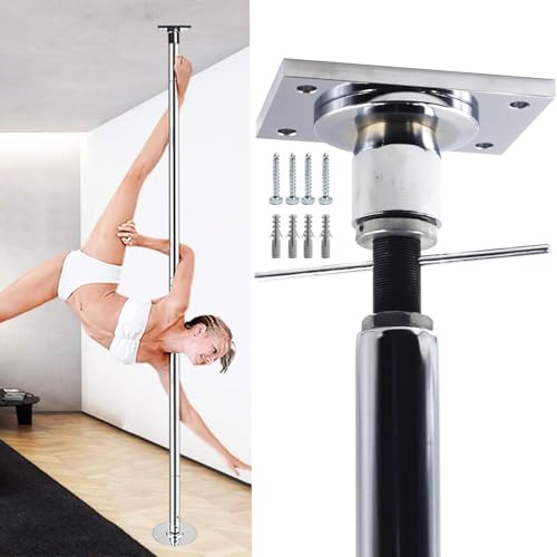 SaryEdge Palo da Pole Dance Fisso Rotante - Palo da Pole Dance Fisso per palestre Professionali e Resistenti, con Staffa di Montaggio a soffitto e Barra di Estensione.,