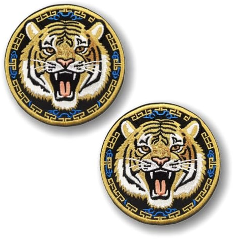 Parche bordado de tigre para planchar, 2 unidades, diseño de cabeza de tigre rugiente, estilo táctico, para sombreros, bolsos, uniformes, motociclistas, chalecos, camisas, mochilas, gorra de béisbol