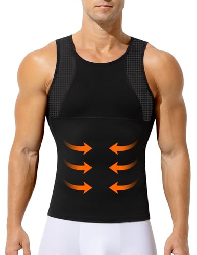 Casey Kevin Camisa Compresión Hombre Chaleco de Compresión Faja Reductora Hombre Body Shaper Camiseta Reductora Camiseta Tirantes para Gym Fitness Deportivas