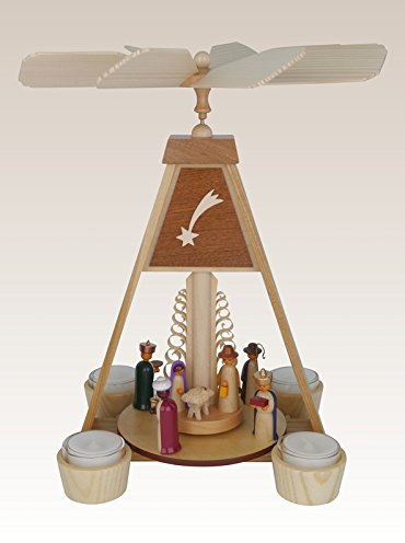 Rudolphs Schatzkiste Pyramid of Christ birth, colored lasiert, tealights 34,5cm table pyramid Christmas pyramid