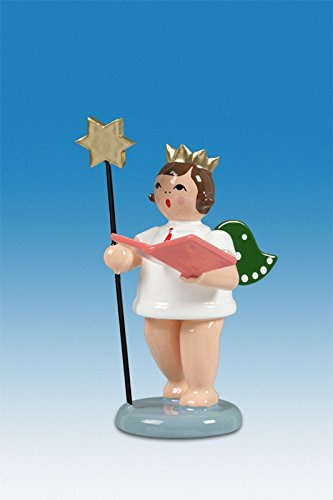 La figura angelo di angelo con la stella ed il libro con altezza della corona di approssimativamente 6 alberi dell'abbattimento di cm gelificano le montagne del minerale metallifero di angelo di Natale di legno